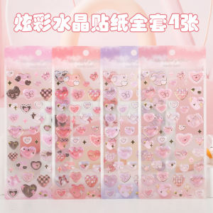 Red Heart Angel Gold Embossed 3D Crystal Stickers for Girls DIY Handmade Album Glue Painting Childrens Water Cup Grid Decor