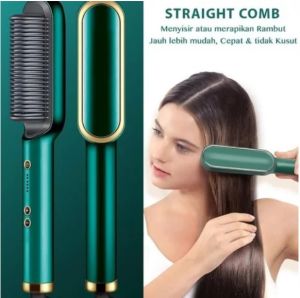 New{ Bisa COD} Sisir Catokan Pelurus Rambut - Catokan Rambut Lurus dan Keriting 2 In1 Cepat Panas
