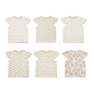 Youyou Girls Floral Print Slim Fit T-Shirt Lightweight Breathable Summer Cute Toddler Kids Cotton Blend Short Sleeve Top