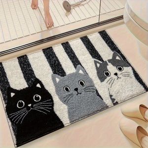 VIKAMA cute cat cartoon anti-slip carpet bathroom kitchen bathroom door absorbent carpet home decoration