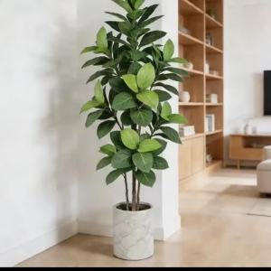 Kmitang | 70-130cm Artificial Ficus Plants Large Fake Mulberry Tree Tropical Oak Leaf Plastic Fiddle Fig Plants For Home Garden Decor