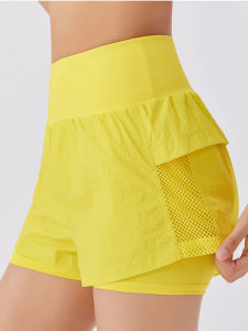 กางเกงขาสั้นโยคะระบายอากาศได้ดีแห้งเร็วสำหรับผู้หญิงในช่วงฤดูร้อน กางเกงขาสั้นออกกำลังกายแบบยืดหยุ่นสูง กางเกงขาสั้นลำลองสำหรับผู้หญิง