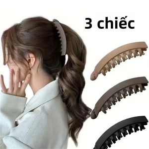 3 Cái/bộ Kẹp Tóc Lớn Chống Trượt Dành Cho Tóc Dày Chắc Chắn Màu Đơn Giản Hình Oval Kiểu Banana Dụng Cụ Tạo Kiểu Tóc Cho Nữ