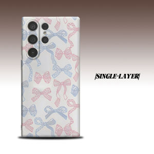 Red Blue Star Line Bow For Samsung Galaxy S26 S25 S24 A56 A36 Dual Layer Luxury Fashion Full Lens Protective Case