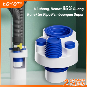 KOYOT Konektor Pipa Pembuangan Dapur 4 Lubang Hemat Ruang Anti Bau Anti Kecoa Anti-odori-insect Pipa Pembuangan Wastafel Dapur / Pencuci Piring / Pemurni Air