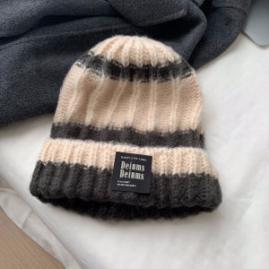 Big Head Circumference Woolen Cap Womens Autumn and Winter Heattech Show Face Small Hat Beanie Hat 2024 New Arrival Knitted Earflaps Cap Hiking