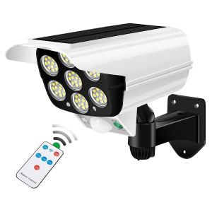 Solar Dummy Camera Security Light Motion Sensor Activated LED Lamp Remote Controlled Waterproof Fake Camera Light Outdoor Wall