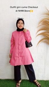 Nhm Kemeja Wanita Tunik Moscrepe Kemeja Jumbo Polos