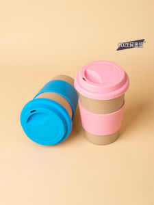 Modern Style Rice Hull Cup Couple Set Silicone Cola Mug Coffee Water Cup Convenient Portable Home Use Adult Pure Color Cups