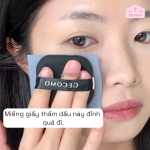 Bộ giấy thấm dầu cao cấp Gecomo đi kèm hộp đựng và bông lấy giấy 100 tờ than tre