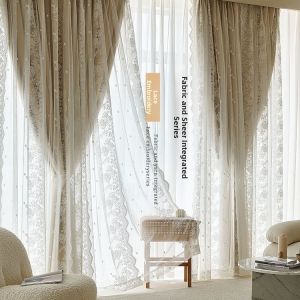 French Lace Full Blackout Living Bedroom Curtains Two-layer Fabric