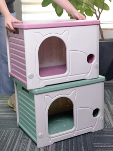 Outdoor Cat House Rainproof and Sunproof Small Semi-enclosed Cat Villa Cat and Dog House Cat House Apartment Pet Outdoor Cat House