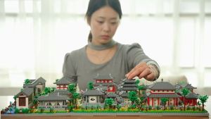 Mainan konstruksi perkotaan Suzhou hutan 3D Puzzle Mini Bricks Edukasi Blok Bangunan