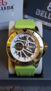 JAM TANGAN PRIA BELLEDA 9485 RUBBER OTOMATIS ORIGINAL BERGARANSI ANTI AIR 30M