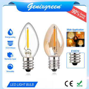 E12 E14 LED Lamp Dimmable Filament Bulb C7 220V Edison Bulb LED Candelabra Light Bulb Energy Saving Dimmable Warm White Indoor Living Room Bedroom Light