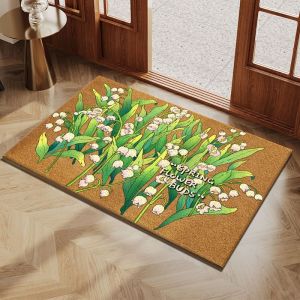 Thảm Chùi Chân Hoa Tulip Màu Tím VIKAMA Thảm Chào Mừng Hoa Văn Phong Cách Hiện Đại Chống Trượt Thảm Polyester Mềm Cho Lối Vào Cửa Trước Trang Trí Mùa Xuân