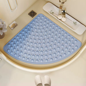Bathroom Anti-Slip Mat Fan Shape Eco-friendly Toilet Home Use Foot Pad Sliding Proof Bath Shower Room Modern Simple Style PVC Material