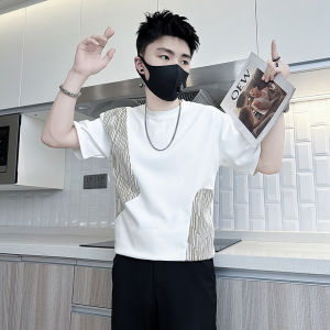 เสื้อยืดแขนสั้นผู้ชาย แฟชั่นสตรีทสไตล์ ทรงหลวม สวมใส่สบาย ผ้าฝ้ายผสมโพลีเอสเตอร์ ระบายอากาศได้ดี ฤดูร้อน 2024