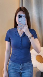 เสื้อครอปรัดรูป แขนสั้น แฟชั่นผู้หญิง ปักลายอักษร ใส่ได้ทุกโอกาส สวมใส่สบาย พร้อมส่ง🥰🌈✔🍒