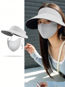WANBAOLV | Sun Protection Face Mask Breathable Ice Silk Full Face UV Protection Hat And Mask In One