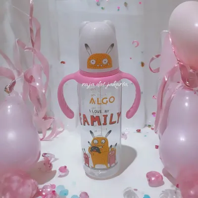 Botol bayi 240ml dengan handle dan motif lucu tahan panas bpa free.
