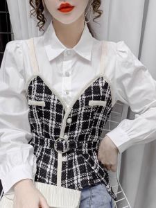 WANGGONGZHU | French Style Plaid Shirt Womens Autumn Fashion Design Sense Small Audience New 2025 Elegant Personality Matching Upper Body