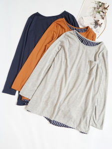 Áo Thun Dài Tay Cổ Tròn Dáng Rộng Thời Trang Xuân Thu Cho Nữ Cỡ Lớn Dáng Chữ a Thường Ngày Bằng Cotton Polyester