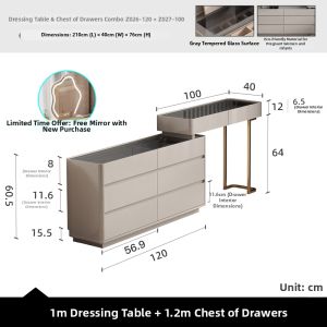 Narrow Light Luxury Make-up Vanity Compact Storage Bedside Cabinet