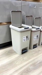 READY STOCK Large Capacity Dustbin with Cover Pedal Trash Pressing Type Garbage Tong Sampah Bin Kitchen Bathroom