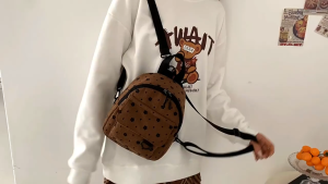 VIVIDI Flower Print Small Backpacks Multiple Pocket Corduroy Women Shoulder Bag Cute Lightweight Mini Backpack Women