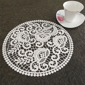European Entry Lux Lace Round Table Mat Tea Table Cloth White Fabric Vase Table Lamp Coffee Cup Mat Bedside Table Mat