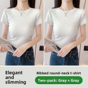 miiow | Pure Cotton Short Sleeve T-Shirt Womens Casual Round Neck Base Shirt Summer New Style Versatile Comfortable Breathable Top