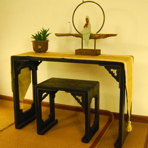 Guqin Desks and Chairs Ming and Qing Dinasties Style Antique Solid Wood Piano Table Paulownia Chinese Calligraphy Chinese Butterfly-Shaped Mortise Classical Tea Ceremony Table