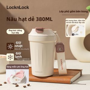 LocknLock | Cốc Cà Phê Di Động Có Lớp Sứ và Ống Hút