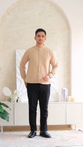 MYMODA 566: Kemeja Koko Polos Lengan Panjang Kerah Sanghai Basic