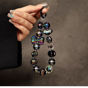 Creative Beaded Handheld Chain Bracelet Short Lanyard Clip Phone Case Keychain Bag Pendant Women Trendy Digital Accessories