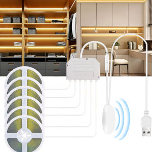 1-6 Pcs COB LED Strip Lights 5V USB 1/2/3M Strip With Penetrating Wood Touch Dimmer Switch For KitchenShowcaseCabinet Lighting