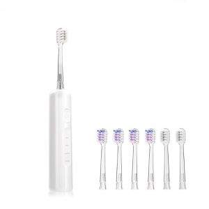 Smart Travel Electric Toothbrush with 6 Brush Heads Rechargeable Dental Care Whitening Scanning Vibrating Wave Toothbrushes