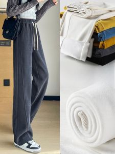 YAMIANNV | Plus Size Fleece Lined Pants For Women Autumn Winter Casual High Waist Slimming Extended Narrow Wide Leg Mom Jeans