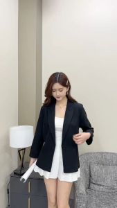 Lings Closet Formal Office Wear Plain Black Blazer For Women With No Pocket and 1Button Fit From L-2XL *2001