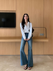 Pusumede High Waist Bell Bottom Jeans Womens Slim Fit Long Pants High Heel Bootcut Denim Spring Season Fashion Ladies Jeans