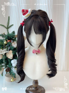Natural Long Curls Lolita Wig for Women Daily Double Tail Cute Girl Full Head Cover Princess Style Soft Girl Matte High Temperature Silk