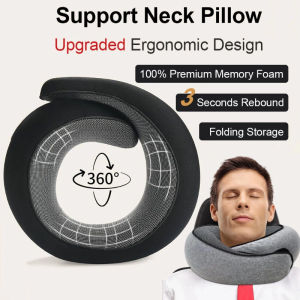 Memory Sponge Travel U-Shaped Pillow Portable Velcro Adjustable Size Breathable Neck Pillow