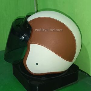 HELM ANAK BOGO RETRO POLOS USIA 2-7 TAHUN FULL KULIT FREE KACA DATAR