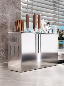 Stainless Steel Kitchen Knife Rack Wall Mounted 2024 New Style Chopsticks Cage Storage Box Integrated Knife Holder