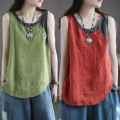 Lieoyuarn | Summer Lightweight Asymmetric Button Decorated Casual Loose Patchwork Sleeveless Top. 