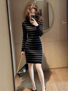 DANTING | Elegant French Style Waist-cinching Turtleneck Knit Dress