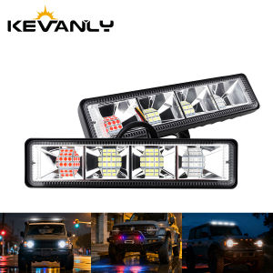KEVANLY | 1/2x Car Work Light LED Bar 4x4 24LED Spotlight 3-Color Excavator 12-60V LED Combo Beam For Offroad SUV ATV Tractor Boat Trucks
