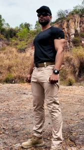 IDOGEAR Tactical T-Shirt Round Collar Breathable Fitness Athletic Sportswear Gym Training Shirt Quick Dry Tactical T-shirt 3114