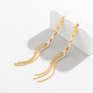 Ingemark Kpop Gold Color Long Snake Chain Drop Earring for Women Wedding Vintage Dangle Earring Trendy Accessories Party Jewelry